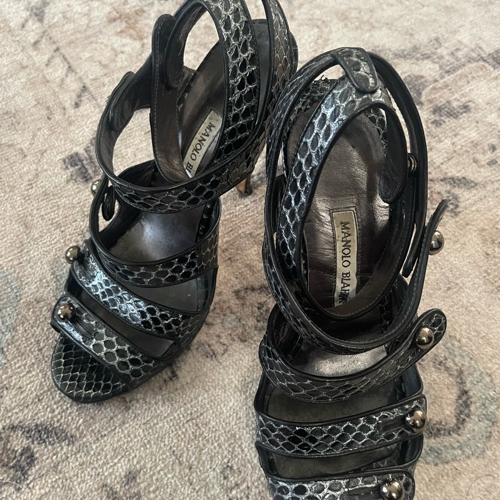 Manolo Blahnik Black Strappy Heels